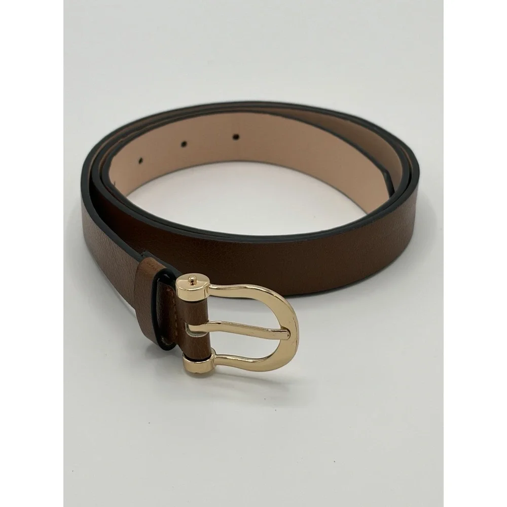 HM Women's Leather Belt Brown Leather Size‎ Medium Dress Belt C Buckle